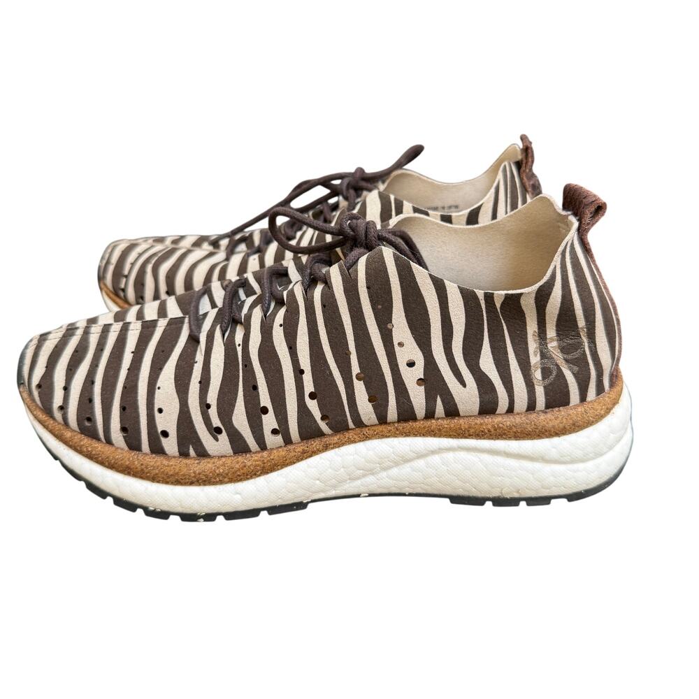 OTBT Alstead Zebra Animal Print Lace Up Sneaker Shoes Womens Size 7 M Brown
